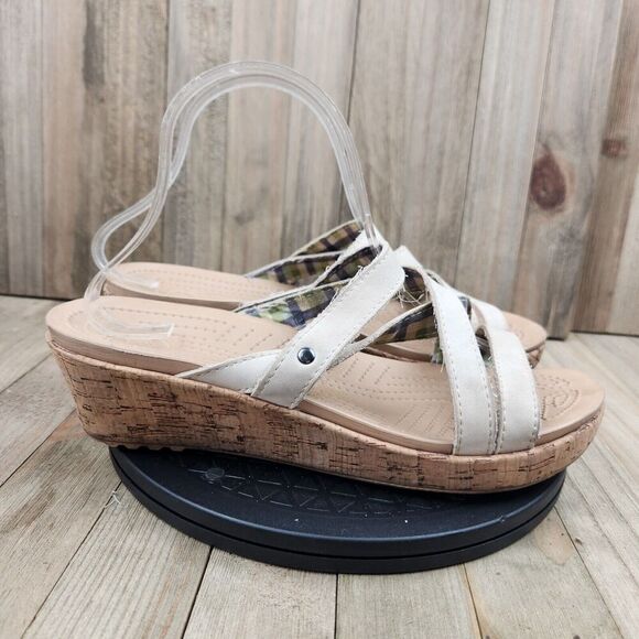 Womens Crocs A-Leigh size 9 Faux Cork Wedge Sandals - Picture 3 of 9
